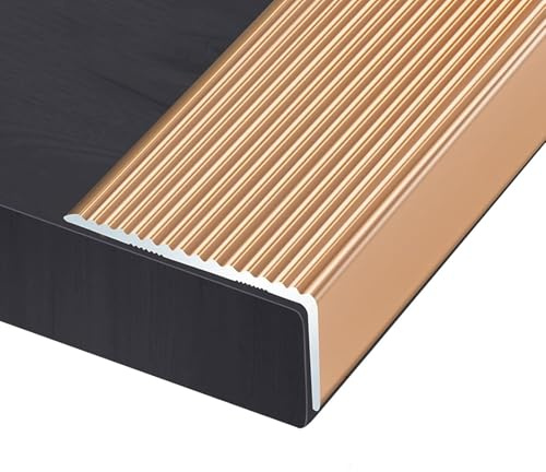 Treppenkantenprofil Treppenprofil L-Form, 90 cm Aluminium Bodenübergangsprofil für den Innen- und Außenbereich(Gold,W 8 x H 5 cm)