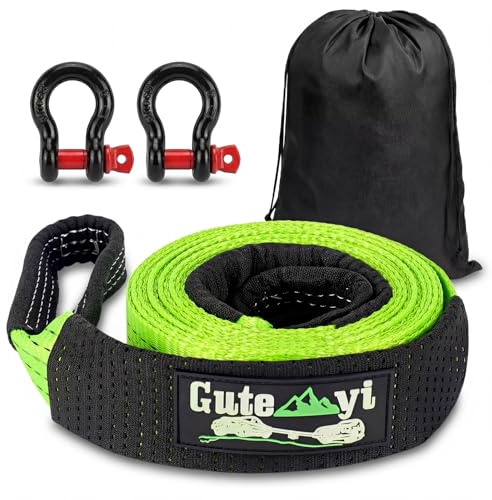 Eulihent Eslinga de Remolque Coche 8 Toneladas 5m, Cuerda de Remolque de Alta Resistencia con 2 Ganchos Reforzados, Bolsa de Almacenamiento, para Coche, SUV, Todo Terreno (Verde)