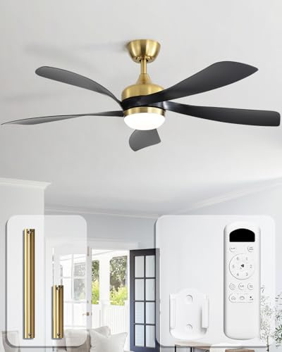 Sofucor 132 cm Ventilateur Plafond avec Lumiere et Telecommande | Silencieux, Lumiere LED, 6 Vitesses, 3 Réglages de Couleur, DC Réversibles, Minuterie, pour Chambre Salon
