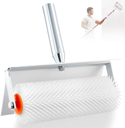 Rodillo de puas autonivelante, Rodillo de ventilación, rodillo de 25 cm con protección contra salpicaduras, para eliminar burbujas de aire y crear una superficie lisa