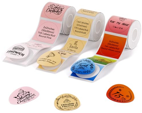 NIIMBOT Thermal Labels for B1/B2/B21/B3/K2/K3/B4 Label Printer | 3-Roll Set Waterproof & Tear-Proof Sticker Labels for Cosmetics Inventory, Retail Price Tags and Beauty Products