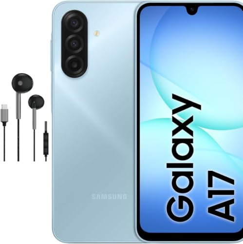 Galaxy A17 4G Android Smartphone, 6.7 Large Display, Multi Camera System, 128GB Storage, Unlocked Mobile Phone, Long Battery Life, Light Blue, Includes Free USB-C Wired Headphones