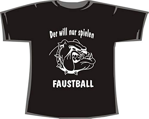Der Will nur Spielen, Faustball; T-Shirt schwarz, 44/46; Gr. L; Damen