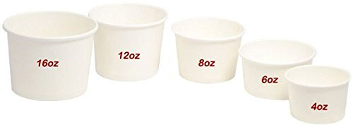 8oz Plain White Paper Ice Cream Dessert Container Cups Tubs - Pack of 1000