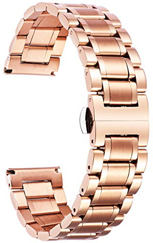 BINLUN Edelstahl Uhrenarmband 12/14/16/18/19/20/21/22/24mm Metall Ersatzarmband für Smartwatch Schnellwechsel, gerades & gebogenes Ende Damen&Herren