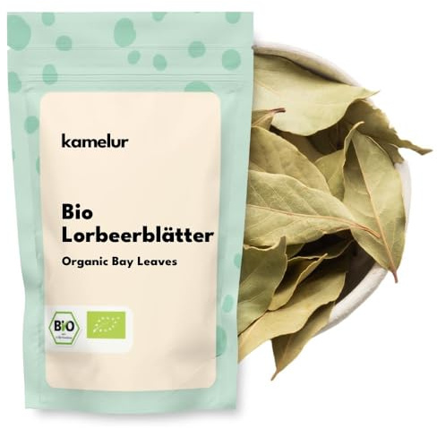 250g di Foglie di alloro BIO - foglie di alloro intere, raccolte a mano e intensamente aromatiche, senza additivi - confezionate in imballaggi biodegradabili