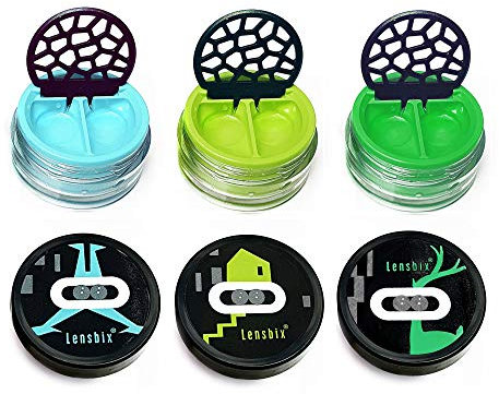 Lensbix 3 Pack pur Kontaktlinsenbehälter. 3 für 2 ohne Geschenkverpackung. Die Innovative Art der Aufbewahrung & Pflege. In Lieblingsfarbensets