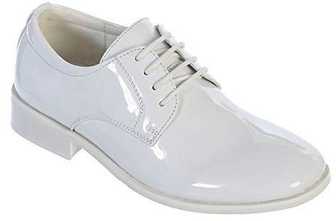 Big Boys Patent Matte Dress Oxford Special Occasion Christening First Communion Wedding Formal Shoes #107 White Shiny Finish Size Youth 5
