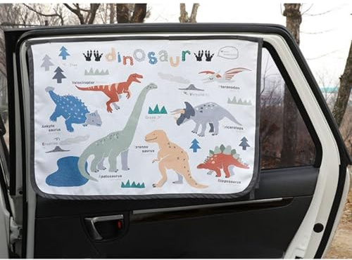 Cortina de Parasol magnética para Ventana Lateral de Coche Sol Sombra Cortina para bebés y niños – Protector de Parasol (Dinosaur)