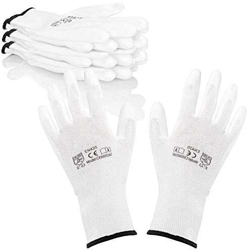 com-four® 4x Paar Schutzhandschuhe für Arbeit und Garten | Weiße Arbeitshandschuhe Gr. XL - Handschuhe nach DIN EN 338 für Maler - Mechaniker - Monteure und Heimwerker