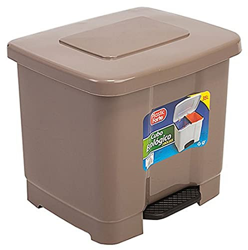 Cubo de Basura Reciclaje Pedal 35 litro de plástico 43 x 38 x 38 cm ,Contenedor basura 2 Divisiones Interiores multicolores (Topo 35 litro)