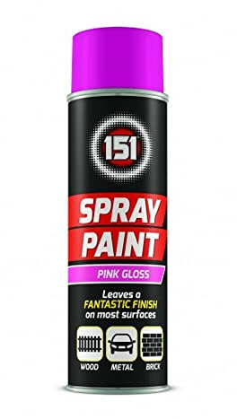 Swiss Signature 1 x 151 Pink Gloss Multi-Purpose Spray Paint 250ml / 1x Pair of Disposable Gloves for Metal, Wood, Plastic, Walls, Aerosol Spray with Perfect Finish