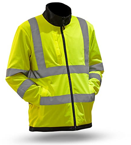 CC COUNTRY&CLUB Soft Shell Reversible Hi Vis Safety Jacket Stylish Reflective with 2 Sides Water Resistant Perfect for Work, Cycling and other Outdoor Activities Black/Yellow - X-Large