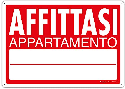 PRINTIX Cartello Affittasi In Polipropilene (PP) Di Spessore 1 mm Stampato Con Tecnologia UV Resistente Alle Intemperie Visibilità A Distanza 35cm X 50cm (Affittasi Appartamento)