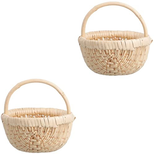 Cabilock 2piezas Canasta Decorativa Tejida Mano Para Flores Cesta De Almacenamiento Natural Hogar Beige
