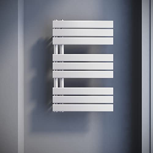 SONNI Badheizkörper Flach Handtuchtrockner 762 x 500 mm Weiß Handtuchwärmer Seitenanschluss Panel Handtuchheizkörper