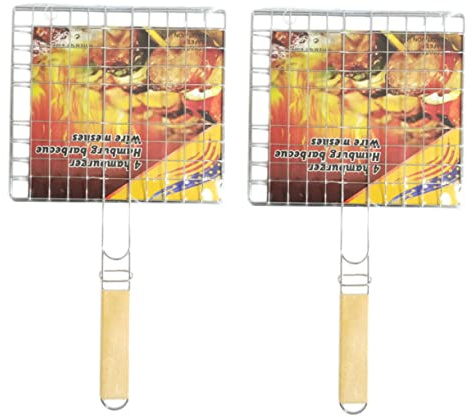 Yardwe 2 Stück Grillklammern aus Eisen Leicht und Einfach zu Tragen Silberfarbene BBQ Clips für Outdoor und Reisen für Grillroste und Vielseitige Grillutensilien
