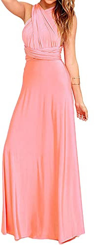 xxxiticat - Abito da sera lungo da donna, elegante abito da damigella d'onore, abito da cocktail, per le feste, Colore: rosa., XL