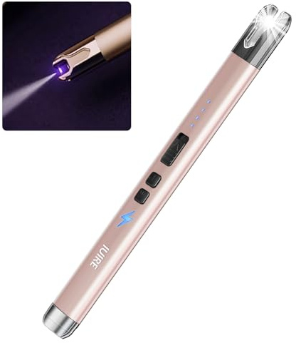 IUIRE Electric Candle Lighter with Flashlight USB C Rechargeable Arc Lighters for Candles Windproof Plasma for Camping BBQ Stove Home Emergency with Safety Switch & LED Battery Display