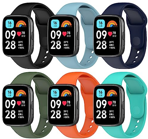 BDIG 6 PCS Armband Kompatibel Mit Xiaomi Redmi Watch 3 Active - Ersatz-Silikon-Armband Mit Buntem Design (Nicht Kompatibel Mit Redmi Watch 3)