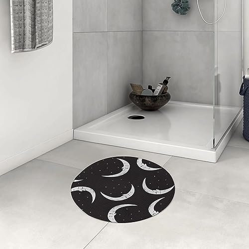 Badezimmerteppich rutschfest Nachthalbmond und Sterne Himmel Schlaf Kosmos Schlafenszeit Himmlisch atin.W Waschbar teppich rund Weich Flauschig Badteppich Weich Kurzflor Mikrofaser Badvorleger 60 cm