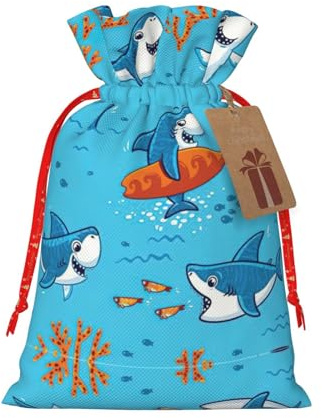DURAGS Unterwasserwal-Geschenktasche mit Kordelzug, schicke Stoff-Geschenktüte für Weihnachten – ideal für jeden Anlass