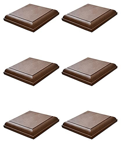 Zaunpfostenkappen, Pyramiden-Eichelzaun-Top-Endstücke, PE-Holz-Kunststoff-Terrassenkappen für Gartenzaunpfosten, 120 x 120 mm, 6 Stück