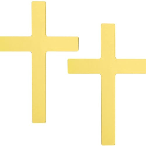 CKCSHI 2 Pieces Cross Cake Toppers, Crossing Cupcake Toppers, Acrylic Gold Christening Cake Toppers Cross Cake Decoration for Birthday Baby Shower Halloween Children Boys Girls