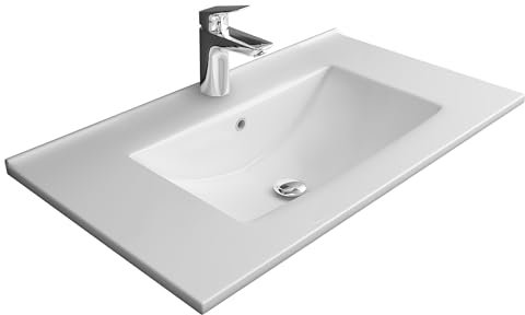 Alpenberger - Lavabo de baño para Invitados, 70 cm de Ancho, Lavabo empotrable, Rectangular, con Sellado de cerámica, Nano y rebosadero