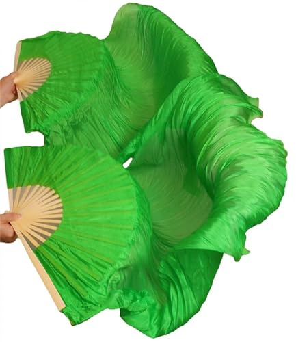 Fan de la danza del vientre Abanico de seda for danza del vientre, abanicos largos de seda hechos a mano, abanicos de baile de Color degradado para Grandes Actuaciones, Ensayos ( Color : 17 , Size : L