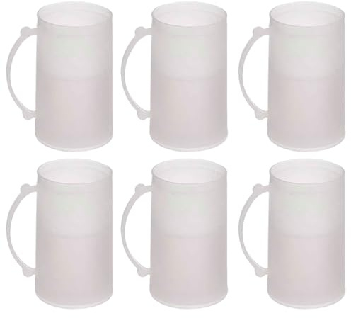AC - Pack de 6 Jarras de Cerveza Enfriadoras - Fabricado en Plástico - Contiene Agua 100% destilada - Apto para Uso Alimenticio - 15 x 9 x 12 cm - 450 ml