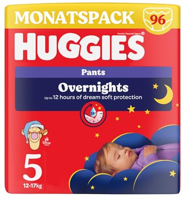 Huggies Overnight Pants Größe 5 (12-17 kg), Nachtwindeln, 96 St.