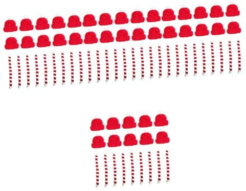 Garneck Eierwärmer Weihnachtsmützen 80 STK Pflanzen Minipuppenschal Weihnachtsstrickmütze Und Schal Kreative Pflanzenverzierung Miniaturpflanzen Pflanzen Hut Schal Mini-weihnachtsschal Dekoration