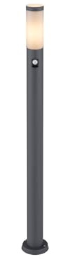 Moderne Wegeleuchte mit Bewegungsmelder in Anthrazit & Opal, Höhe 110cm