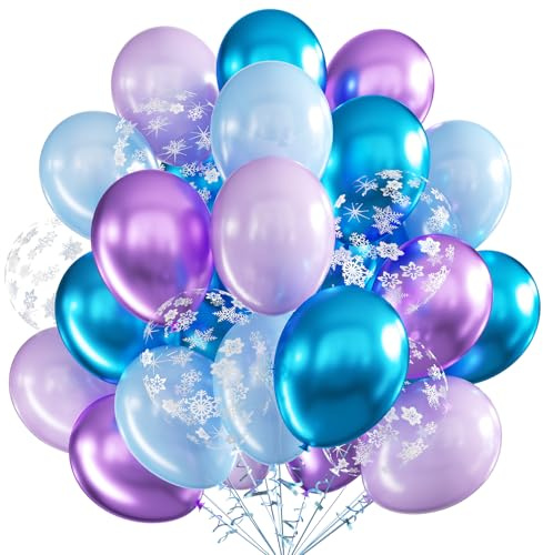 Luftballons Blau Lila, 60 Stück 12 Zoll Blau Lila Latex Luftballons Metallic Blaus Lilas Luftballon mit Konfetti Party Ballons, Party Luftballon für Geburtstag Hochzeit Jahrestag Dekoration