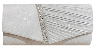MeeQee Clutch Damen Glänzende Pailletten Abendtaschen mit Abnehmbarer Kette Modische Silber Envelope Handtasche Elegante Kristall Cross Body Umhängetasche für Hochzeit Party Bankett Feiertage