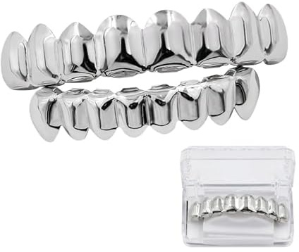 pistro Joker Grill 8 Zähne Oben und Unten Fake Mouth Grills für Halloween Kostüm, Realistische Zubehör für Cosplay und Partys