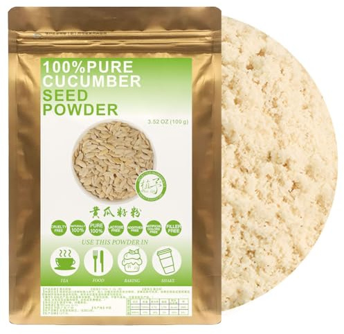 Cucumber Seed Powder 100g/3.52oz 黄瓜籽粉 100% Natural Pure Cucumber Seed kernels for Smoothies, Shakes, Baking & Drinks