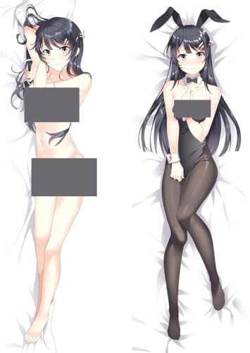 JNLIFT Anime Kissenbezug für Rascal Does Not Dream of Bunny Girl Senpai,Anpassung Hochwertiges Full-Body Umarmungskissen Bezug,Beidseitiger Hochauflösender Seitenschläferkissen Bezug