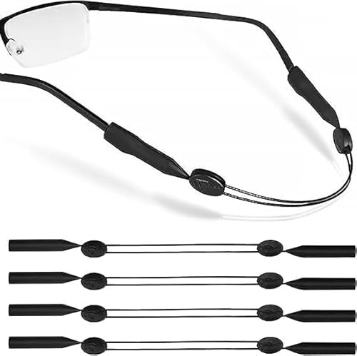 4 Stück Sportbrillenband, Brillenband, Brillenband für Herren, Brillenbänder, Sonnenbrillenhalter, verstellbares rutschfestes Band, Universal-Brillenband für Damen und Herren, Schwarz, Schwarz , NO