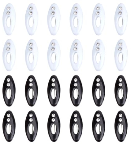 OLYCRAFT 24Pcs Hijab Pins Clips Scarf Safety Pins 37.5x15.5cm Black and White Plastic Cover Hijab Pin Hollow with Rhinestone Pins Oval Scarf Pin for Fastening Scarves Sweaters Hijab Accessories