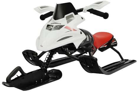 HuKaiL Luge de ski avec trois vitesses réglables, capacité de charge de 80 kg avec frein, corde de traction pour adolescents à partir de 3 ans et adultes, 124 x 51 x 43,5 cm, rouge