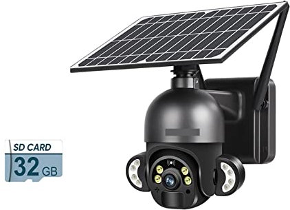 KANBUN Caméra de sécurité Solaire extérieur 4MP WiFi Security Camera 6W Caméra de Surveillance Solaire 4G SIM Card Slot Audio PTZ Wireless IP Camera Outdoor (4MP 4G Ajouter 32G)
