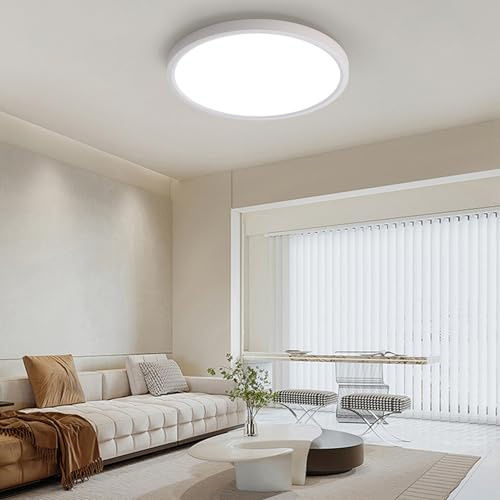 JDONG 54W Deckenlampe Neutralweiß 4000K Runde Modern LED Deckenleuchte 4500lm Modern Schlicht Lampe Dünn ideal für Wohnzimmer Schlafzimmer Küche Wohnzimmer Flur Balkon Keller Ø50CM