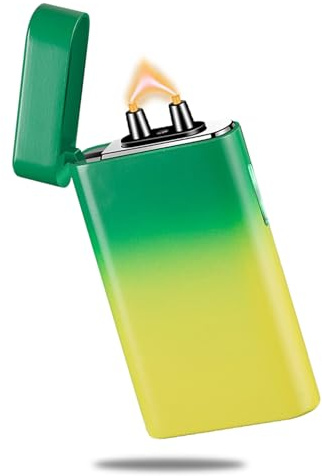 RSBYE Elektrisk tändare, uppladdningsbar bågtändare, USB C, elektronisk plasmatändare, metall, laddningsbara tändare med LED-bländande strömdisplaydesign för utomhusbruk, camping, grill (gulgrön)