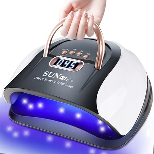 LEWER - Led Nagellampe 256W SUN C4 PLUS LCD UV, mit 10/30/60/99 s Timer, für Füße und Hände, für Alle Gel Nagellack,Gelnägel - Professional Nagellacktrockner