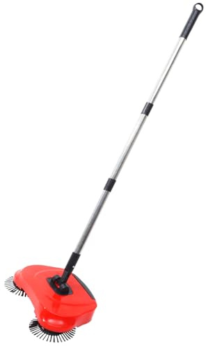 MUCKLILY Spazzatrice Push Con Scopa Rotante e Paletta Mop Per Pavimenti Durevoli in Pet Cestino Raccolta Polvere Integrato Manico Regolabile in Acciaio Inossidabile Uso Su Legno Marmo e Pia