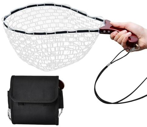 Épuisette pour Bar,Filet de Pêche Pliable de Petite Taille avec Manche - Léger pour Organiser Les Prises Vivantes en Kayak Plage Étangs