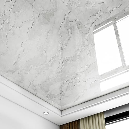 Unikicool Panneaux De Plafond Autocollants pour Salle De Bain,Dalles de Plafond décoratives en PVC,Papier Peint Autocollant en PVC,épaisseur 0.21 mm pour Cuisine,Salon,Chambre à Coucher,plafonds