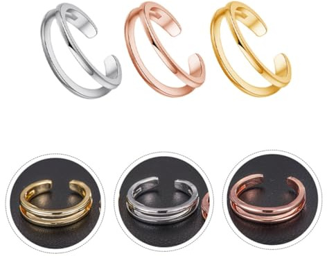 FOMIYES 3 Stück Robuster Zehenring für Frauen aus Kupfer in Gold | Dekorativer Fußschmuck mit Feiner Verarbeitung, Angenehm zu Tragen, für Partys und Valentinstag